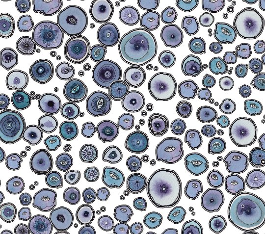 Window Curtains &quot;Blueberry Friends White&quot;