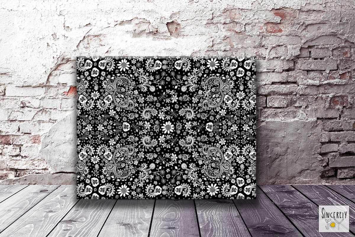 Art Print on Canvas &#39;Black and White Birds of a Flower&#39;