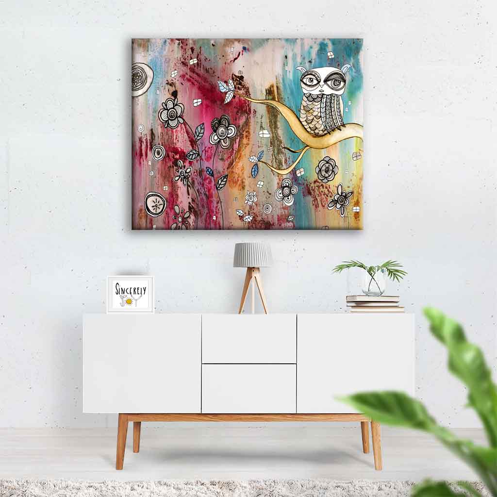 Art Print on Canvas &#39;Surreal Owl 1&#39;