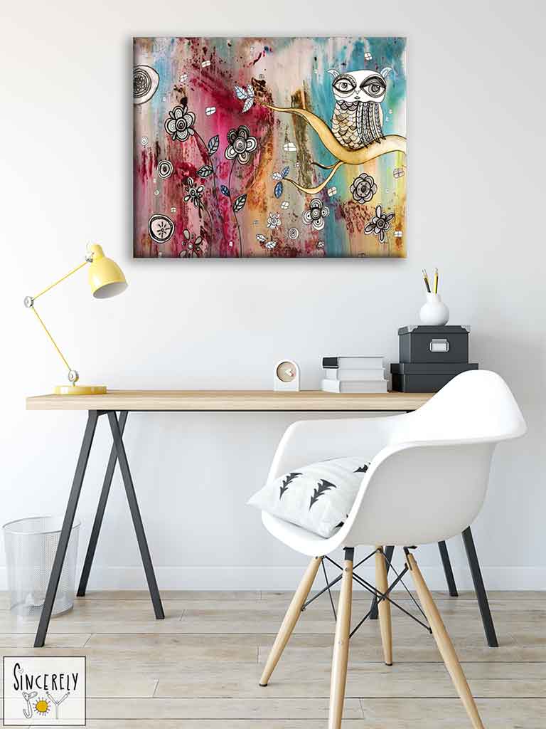 Art Print on Canvas &#39;Surreal Owl 1&#39;