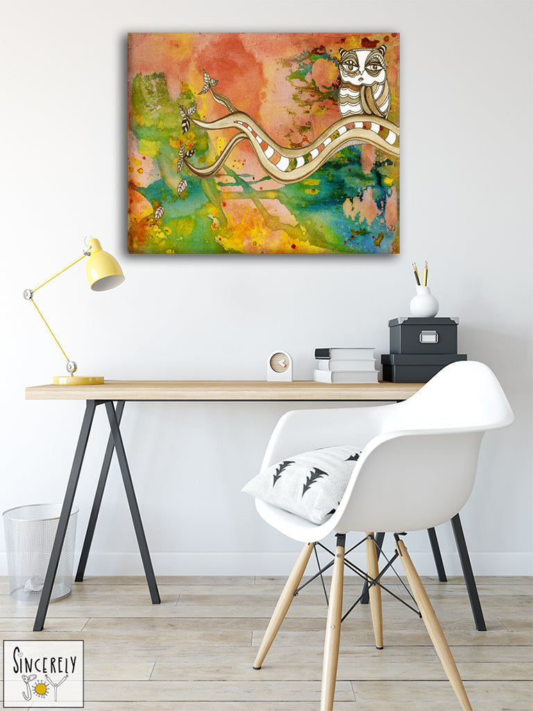 Art Print on Canvas &#39;Surreal Owl 02&#39;