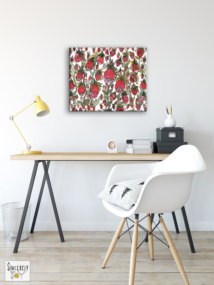 Art Print on Canvas &#39;Strawberry Friends&#39;