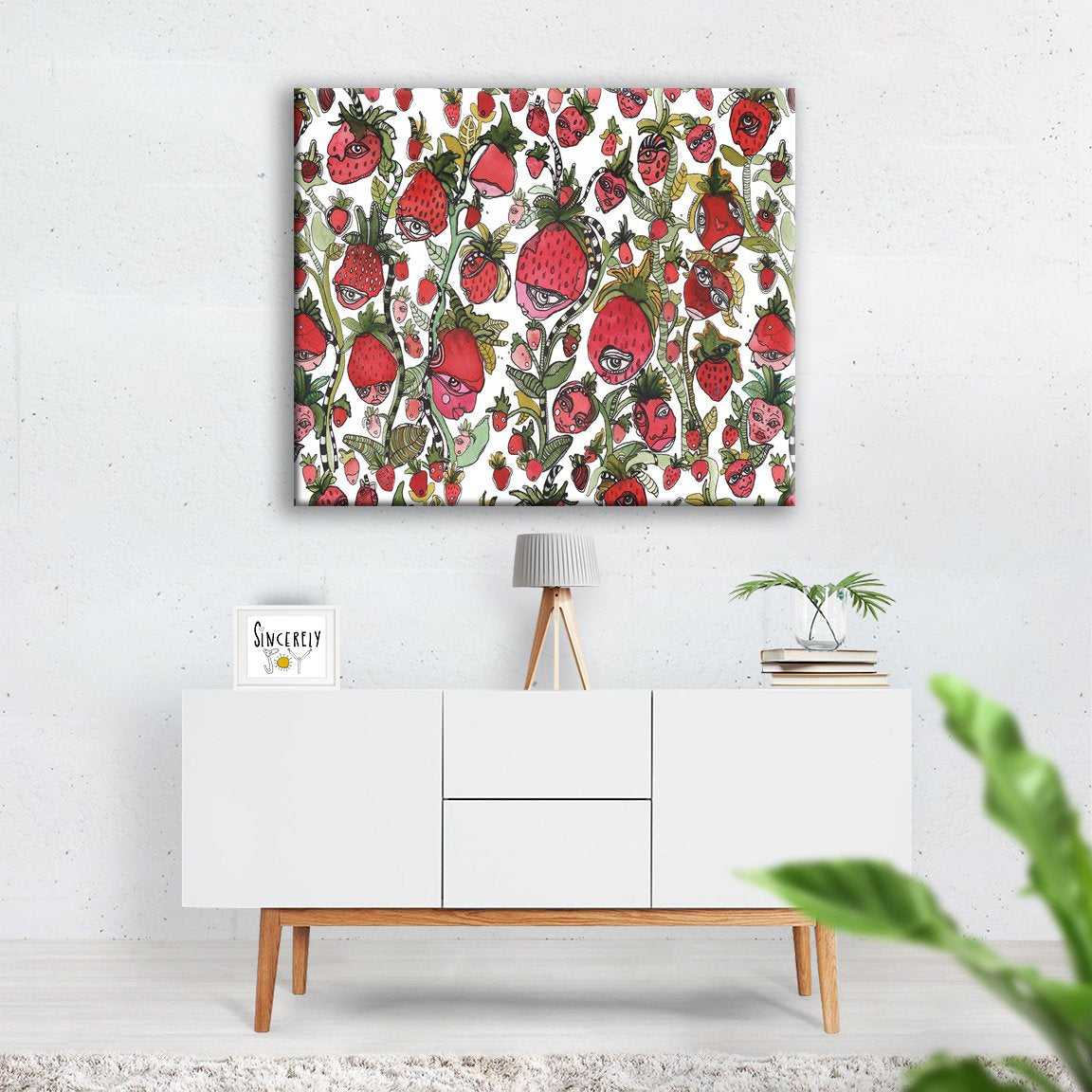 Art Print on Canvas &#39;Strawberry Friends&#39;