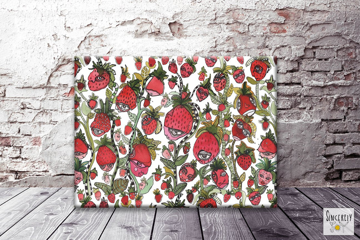 Art Print on Canvas &#39;Strawberry Friends&#39;