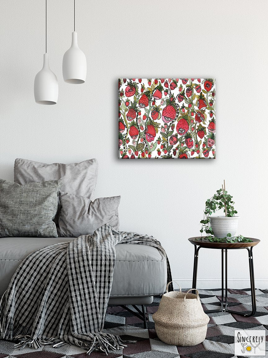 Art Print on Canvas &#39;Strawberry Friends&#39;