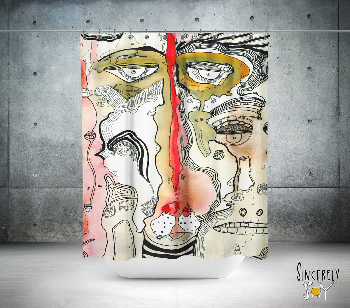 Abstract Mixed Media Shower Curtain &#39;Complicated&#39;