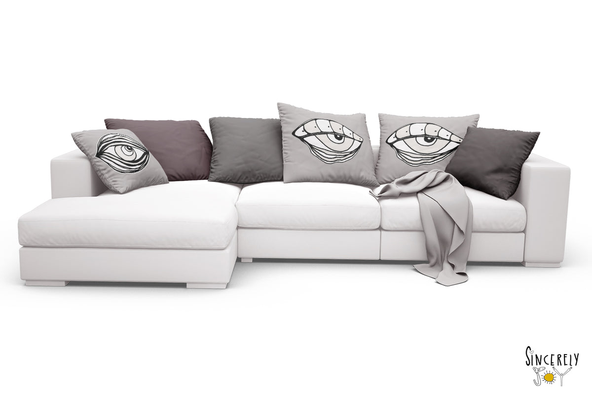 &#39;EYE SEE YOU 02&#39; REVERSIBLE Suede Pillow (2 PILLOWS IN ONE!)