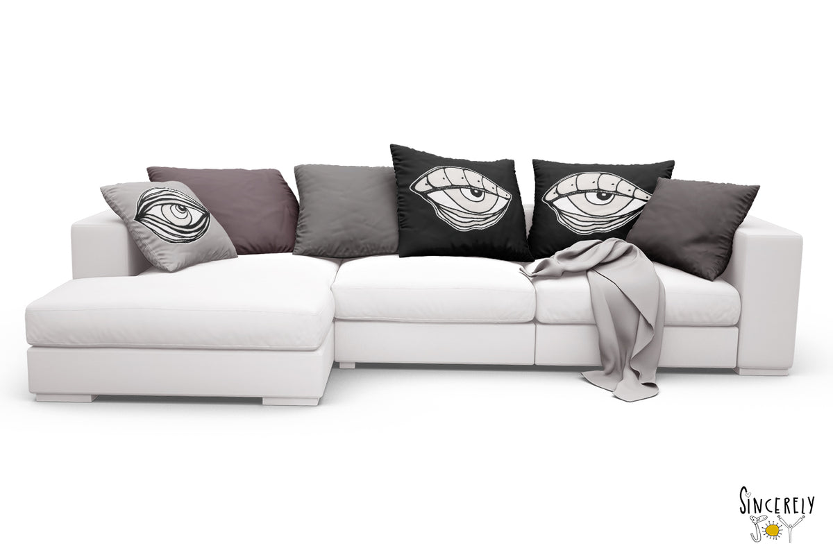 &#39;EYE SEE YOU 02&#39; REVERSIBLE Suede Pillow (2 PILLOWS IN ONE!)