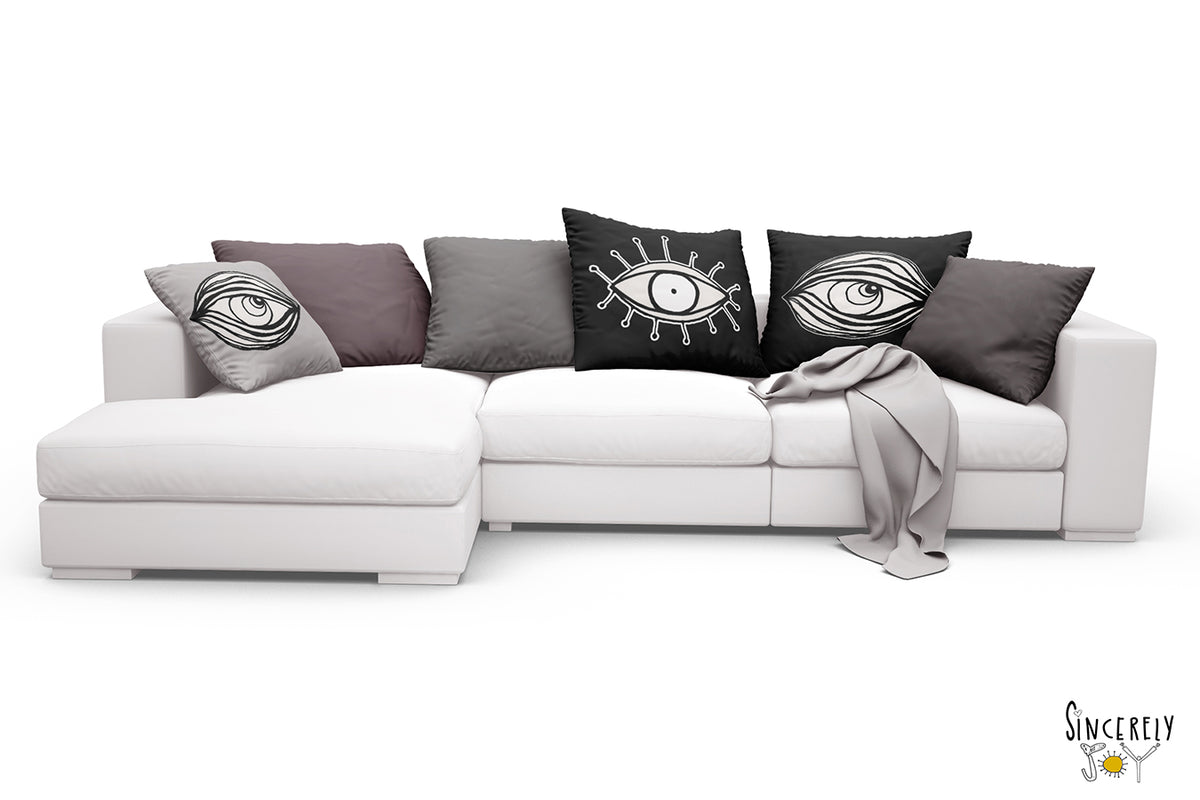 &#39;EYE SEE YOU 03&#39; REVERSIBLE Suede Pillow (2 PILLOWS IN ONE!)