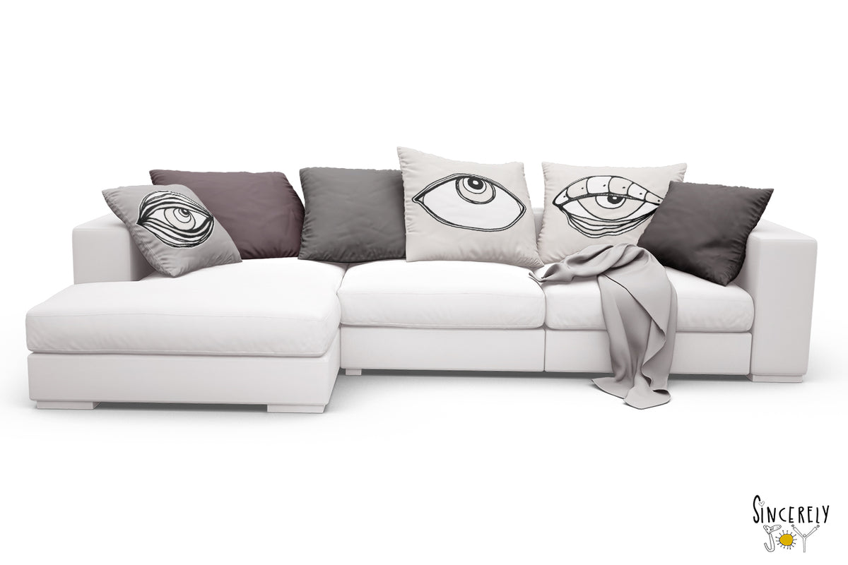 &#39;EYE SEE YOU 04&#39; REVERSIBLE Suede Pillow (2 PILLOWS IN ONE!)