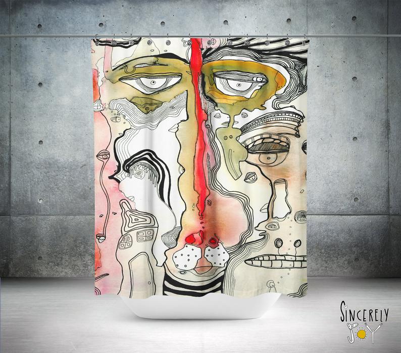 Abstract Mixed Media Shower Curtain &#39;Complicated&#39;