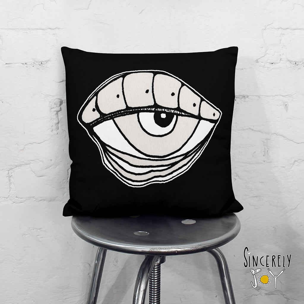 &#39;EYE SEE YOU 02&#39; REVERSIBLE Suede Pillow (2 PILLOWS IN ONE!)