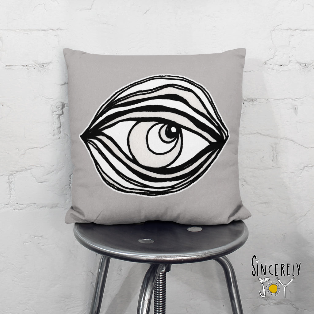 &#39;EYE SEE YOU 03&#39; REVERSIBLE Suede Pillow (2 PILLOWS IN ONE!)