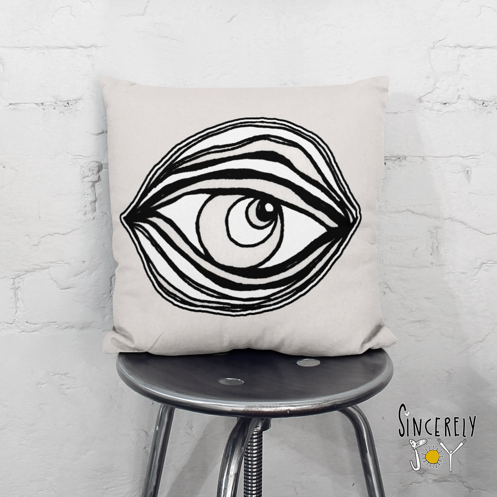 &#39;EYE SEE YOU 03&#39; REVERSIBLE Suede Pillow (2 PILLOWS IN ONE!)