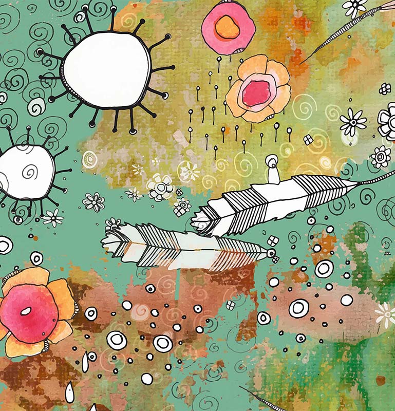 Colorful Abstract Bohemian Shower Curtain &#39;Feathers, Flowers, Showers&#39;