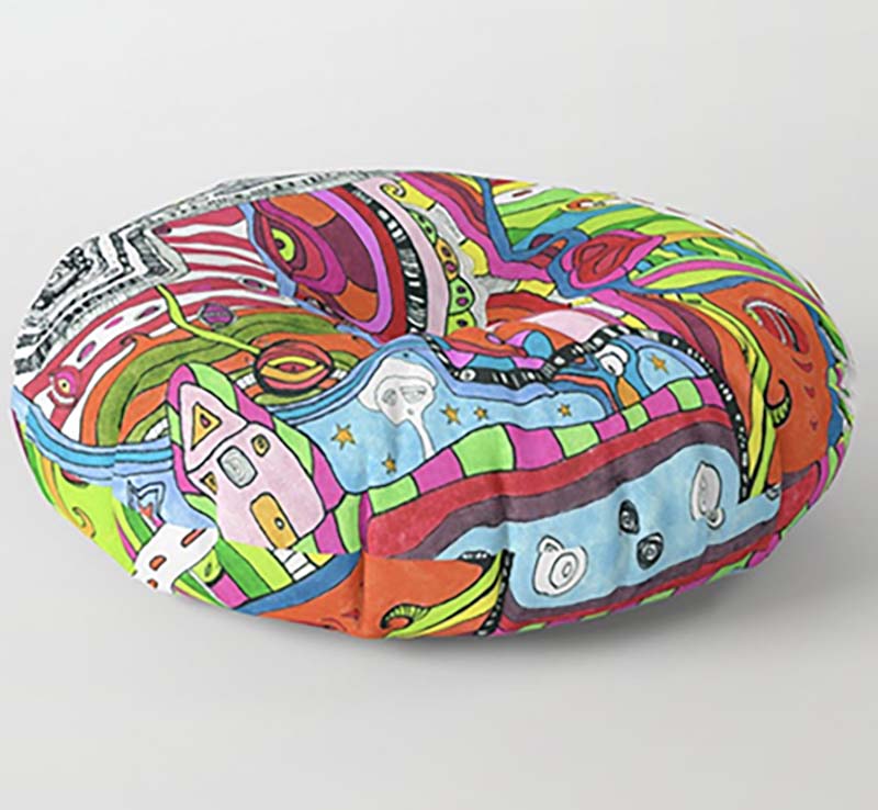 &#39;MULTI&#39; Colorful Psychedelic Floor / Meditation Cushion