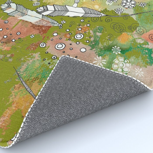 Area Rug &#39;Feathers Flowers Showers in Green&#39;