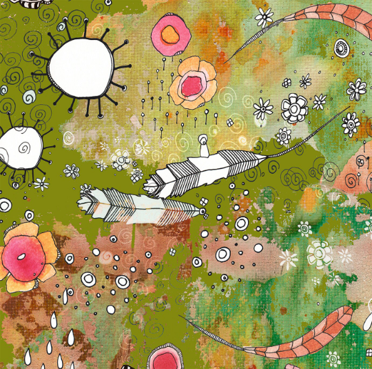 Area Rug &#39;Feathers Flowers Showers in Green&#39;