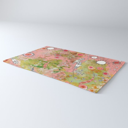 Area Rug &#39;Feathers Flowers Showers in Pink&#39;