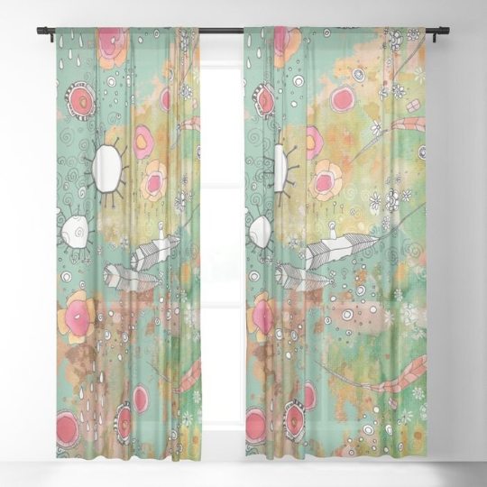Window Curtains &quot;Feathers, Flowers, Showers 02&quot;