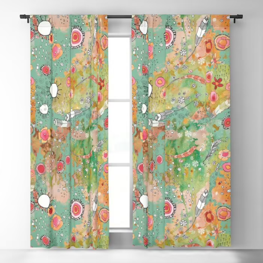 Window Curtains "Feathers, Flowers, Showers"