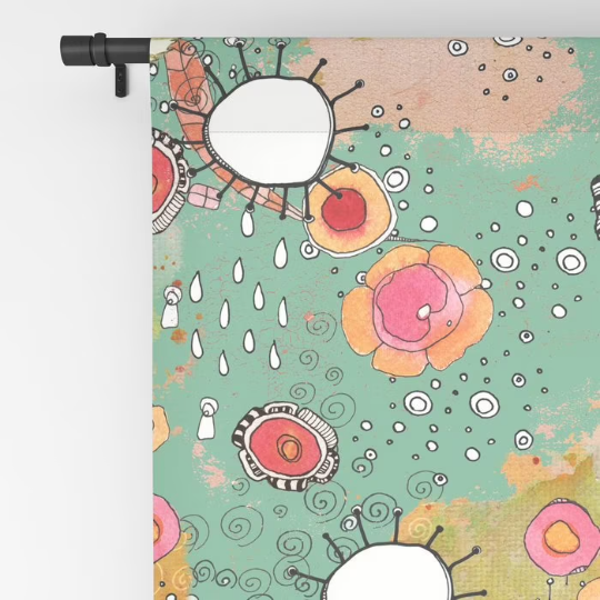 Window Curtains &quot;Feathers, Flowers, Showers&quot;