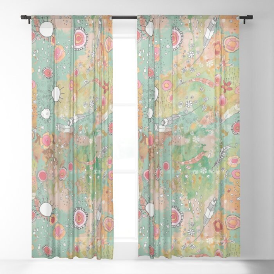 Window Curtains &quot;Feathers, Flowers, Showers&quot;