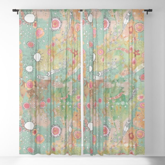 Window Curtains &quot;Feathers, Flowers, Showers&quot;