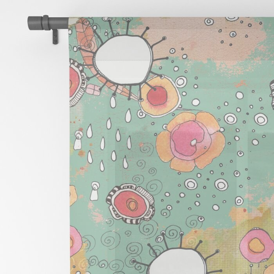 Window Curtains &quot;Feathers, Flowers, Showers&quot;