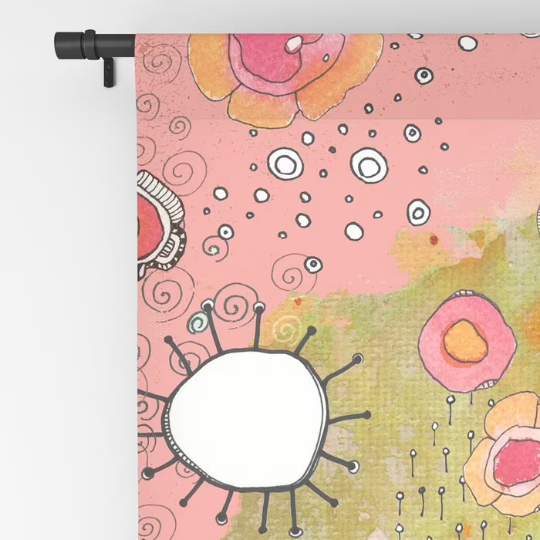 Window Curtains &quot;Feathers, Flowers, Showers, In Pink&quot;