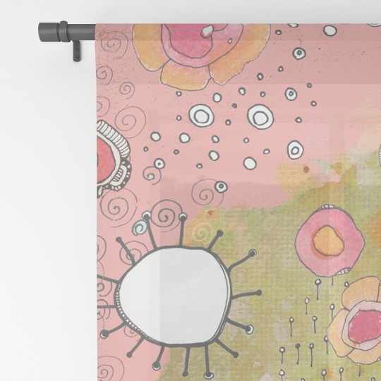 Window Curtains &quot;Feathers, Flowers, Showers, In Pink&quot;