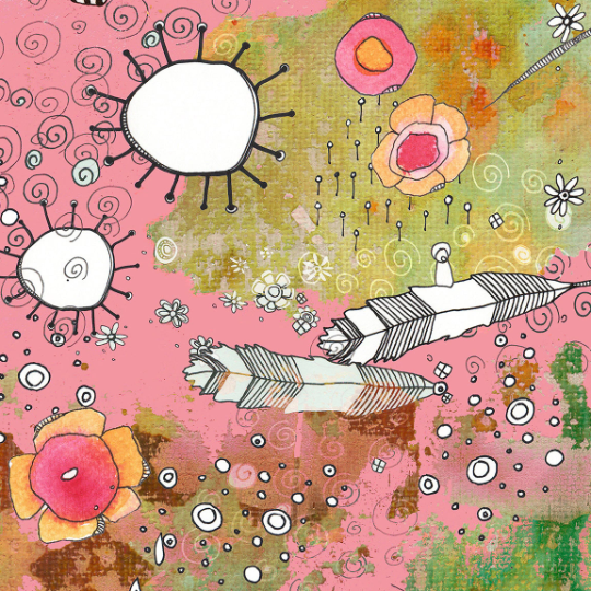 Window Curtains &quot;Feathers, Flowers, Showers, In Pink&quot;