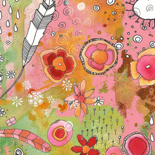 Window Curtains &quot;Feathers, Flowers, Showers, In Pink&quot;