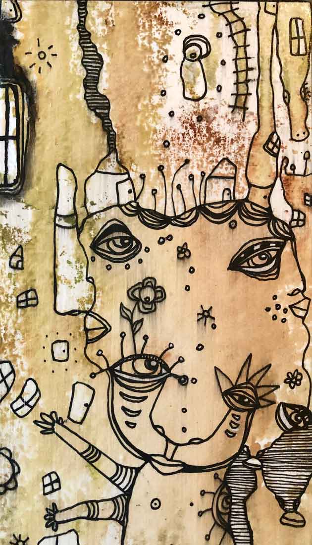 Original Mixed Media Fine Art on Wood &#39;Forever Connected&#39;