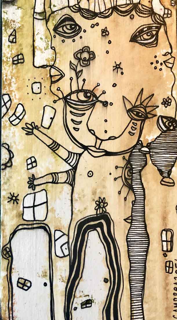 Original Mixed Media Fine Art on Wood &#39;Forever Connected&#39;