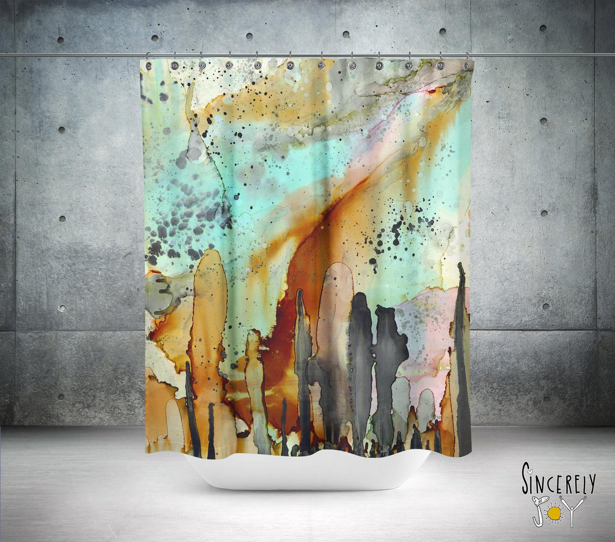Abstract Mixed Media Shower Curtain &#39;From The Heavens&#39;