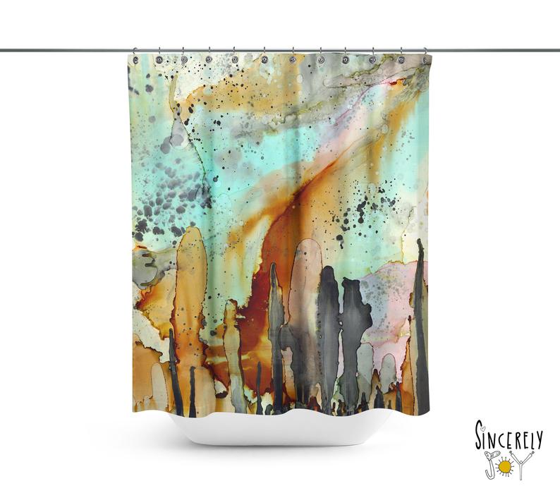 Abstract Mixed Media Shower Curtain &#39;From The Heavens&#39;