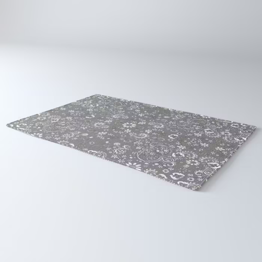 Area Rug &#39;Grey Birds of a Flower&#39;
