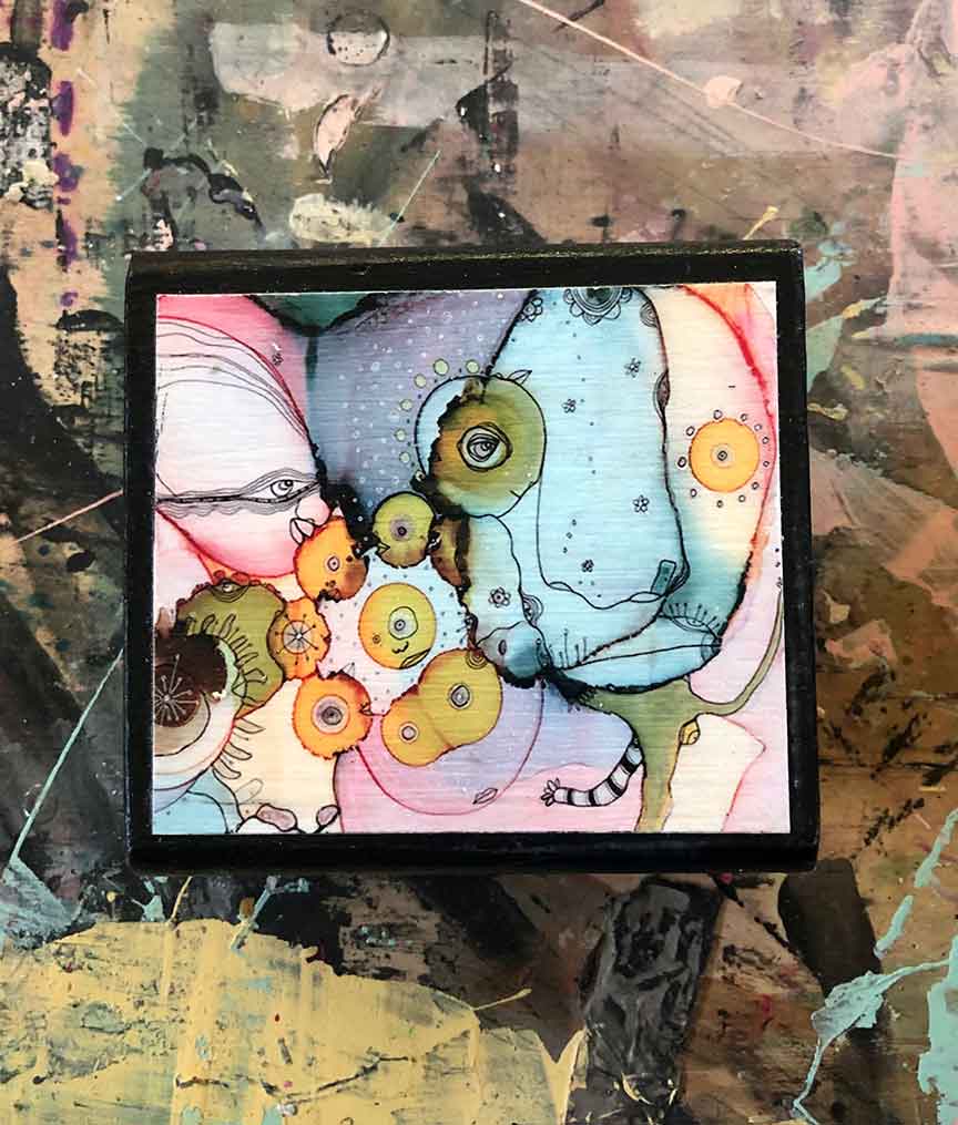 Handmade Wood Block Artist Print 'Dance with me?'