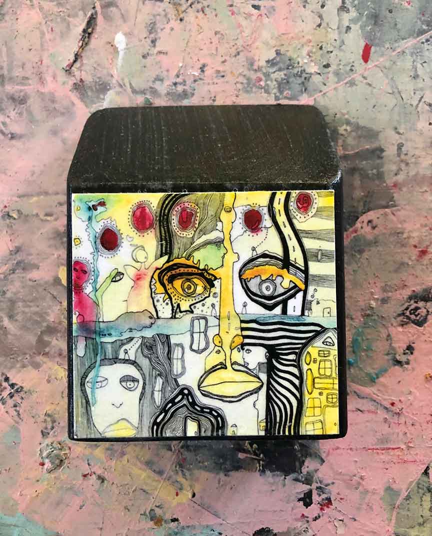 Handmade Wood Block Artist Print &#39;Half Full&#39;