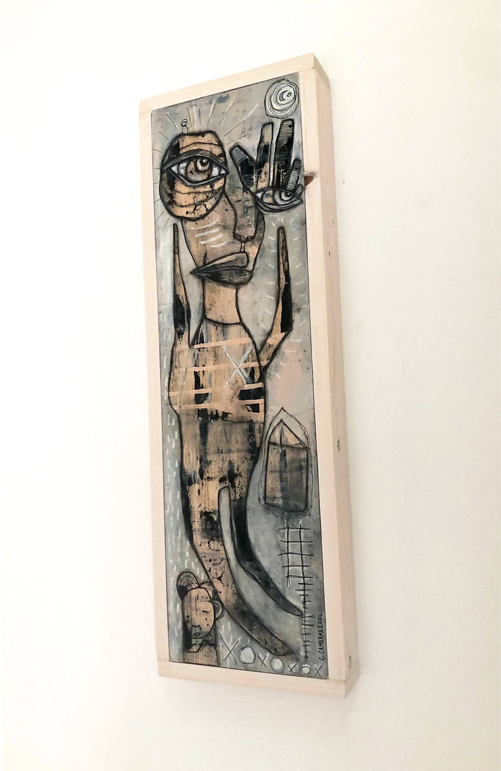 Original Mixed Media Fine Art on Wood &#39;He flew away&#39;