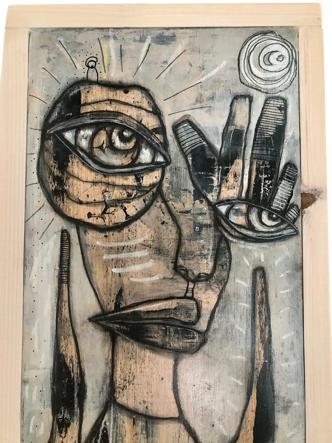 Original Mixed Media Fine Art on Wood 'He flew away'