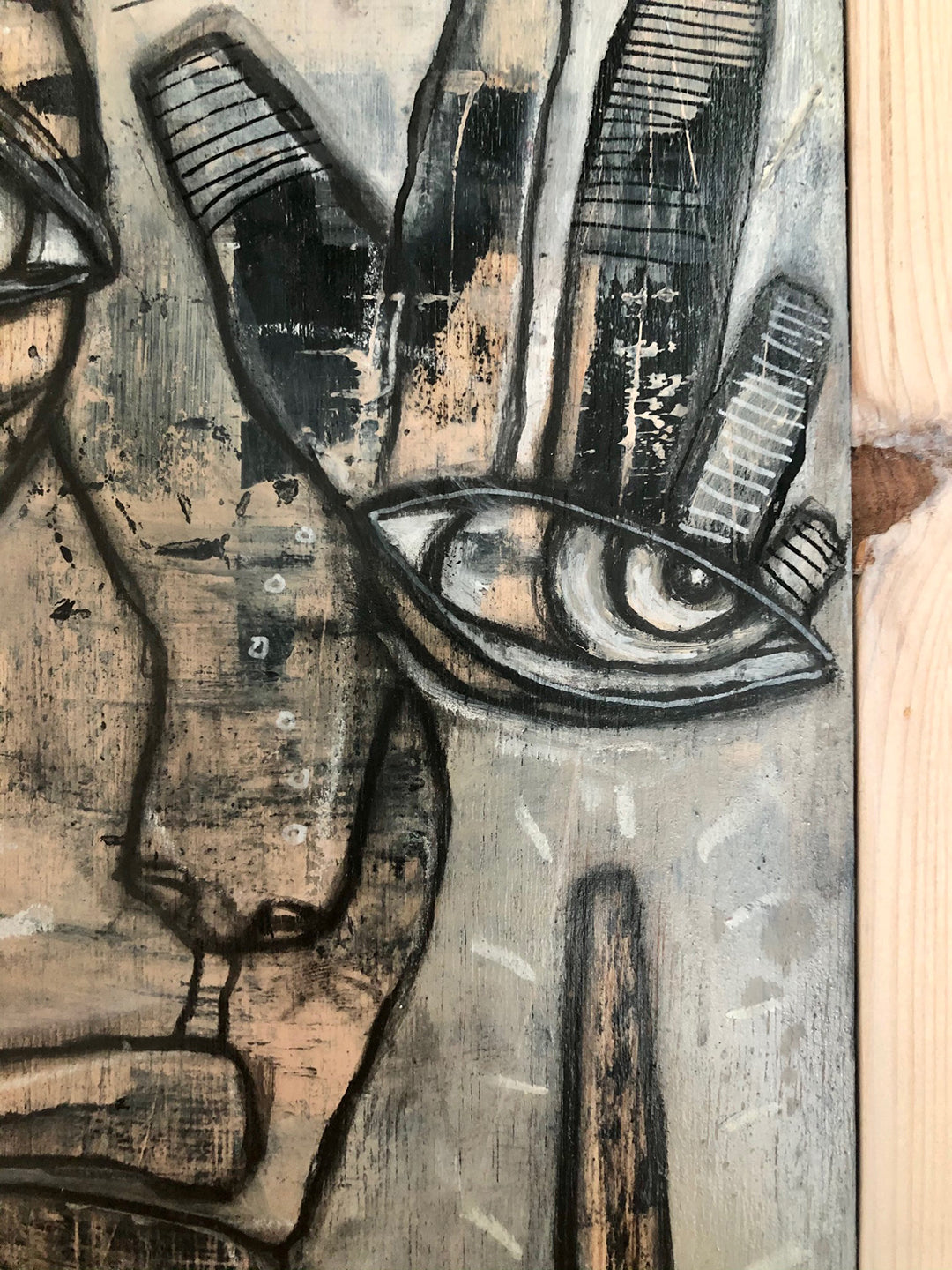 Original Mixed Media Fine Art on Wood &#39;He flew away&#39;