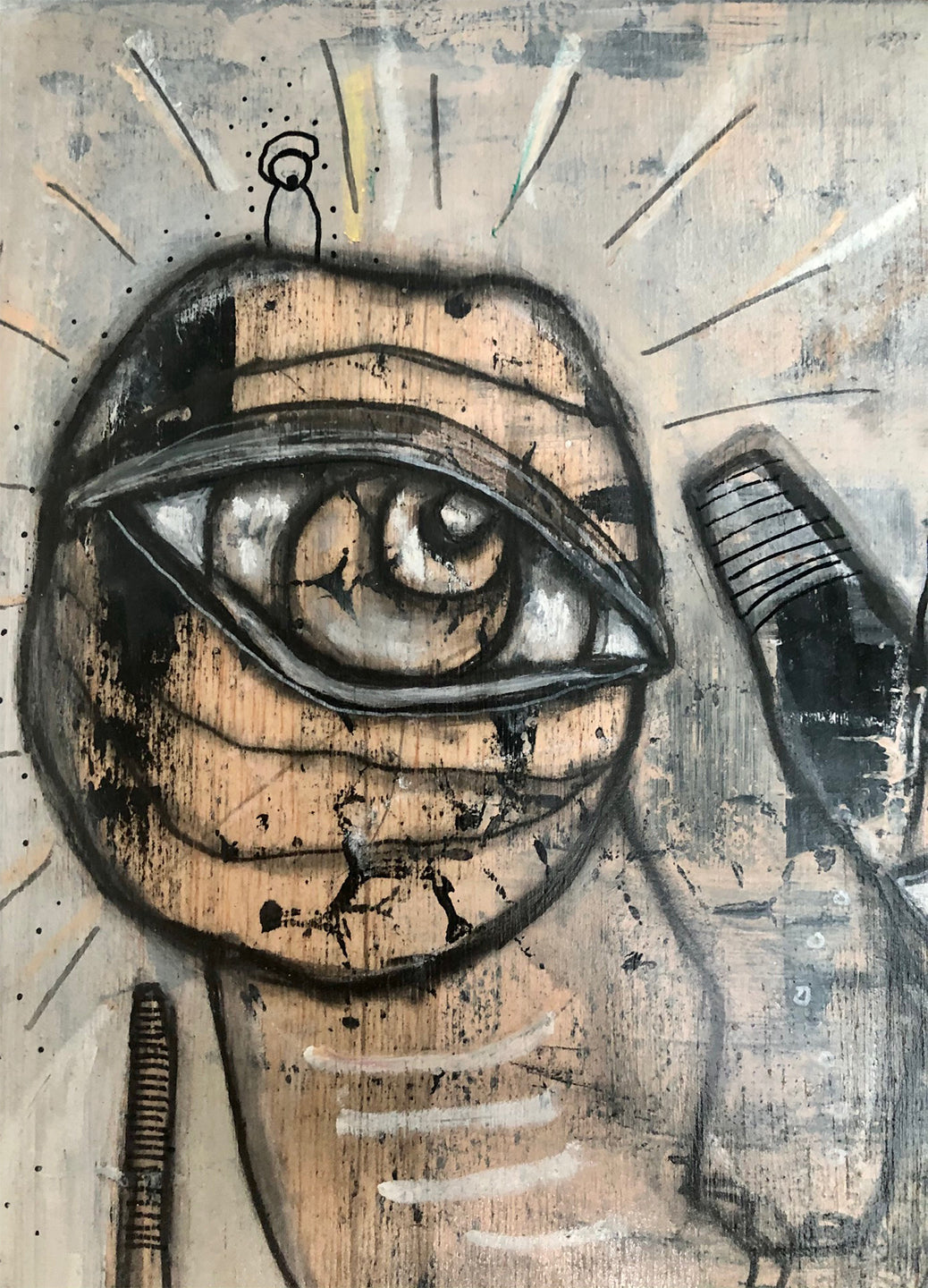 Original Mixed Media Fine Art on Wood &#39;He flew away&#39;