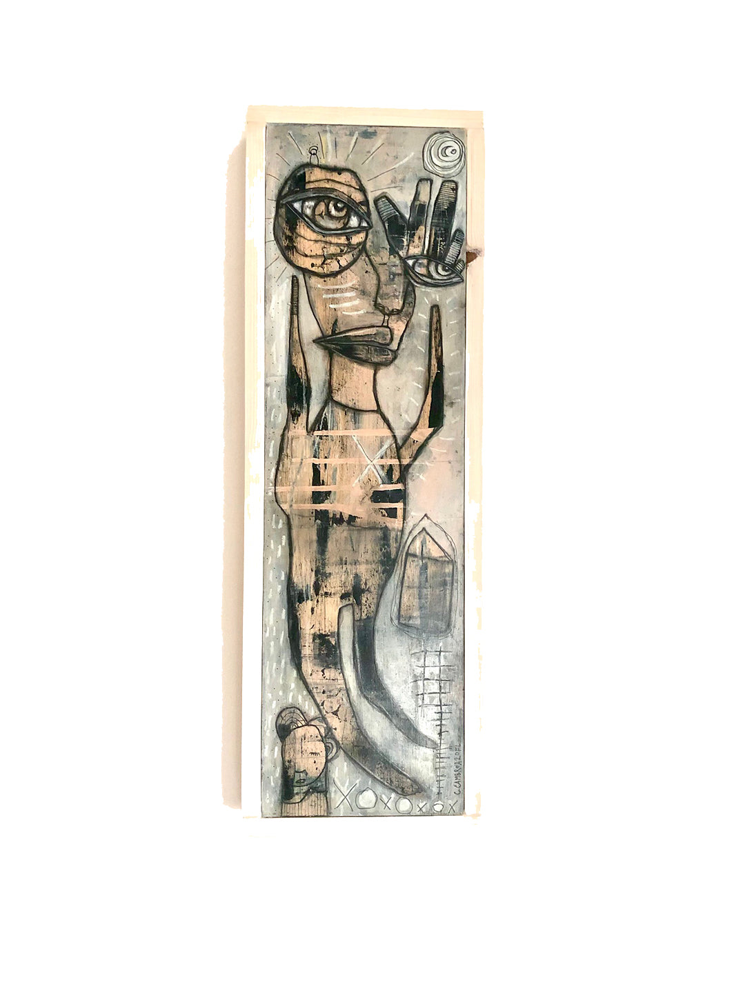 Original Mixed Media Fine Art on Wood &#39;He flew away&#39;