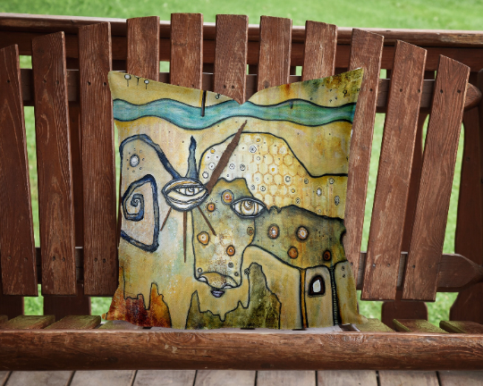 Outdoor Pillow Cushion &quot;Horse Creature Friend&quot;