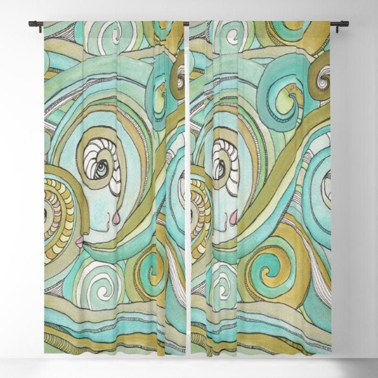 Window Curtains &quot;Honeydew Ocean&quot;