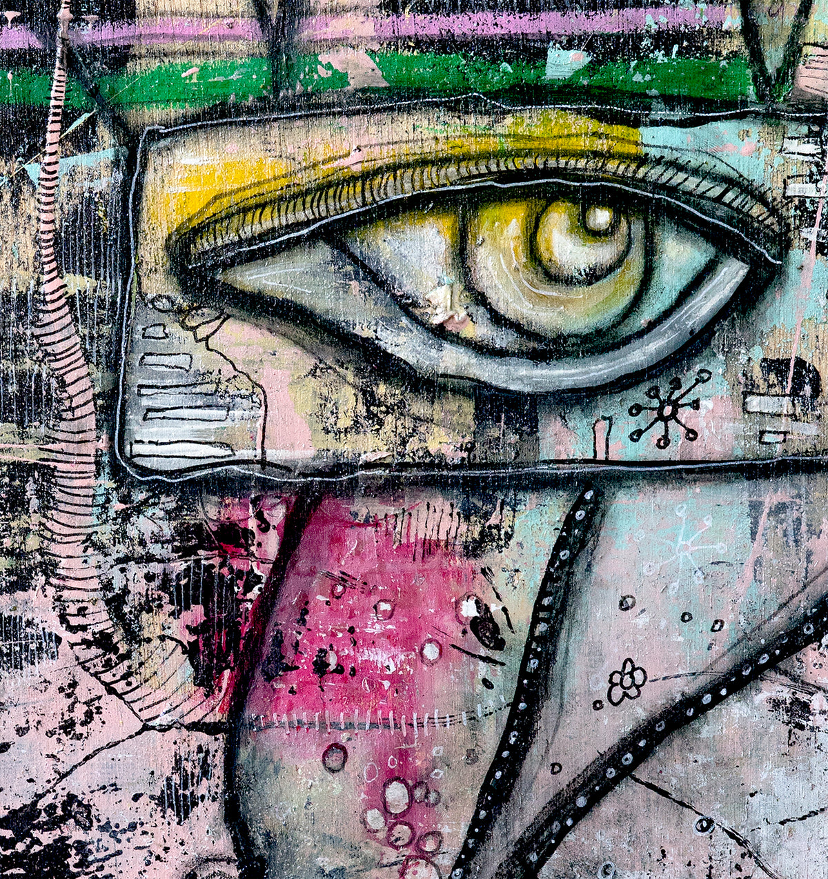 Original Mixed Media Fine Art on Wood &#39;I Can Hear You&#39;