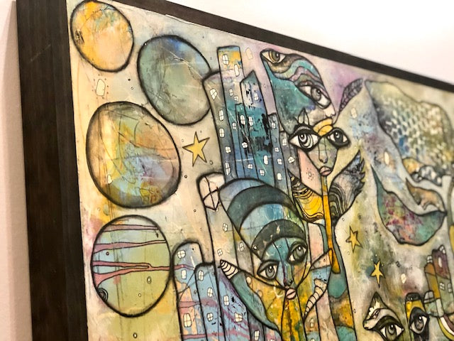 Original Abstract Fine Art &quot;Creatures in the city&quot;