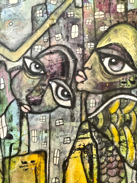 Original Abstract Fine Art &quot;Creatures in the city&quot;